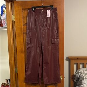 Wild Fable Burgundy Faux Leather Cargo Pants Size Medium